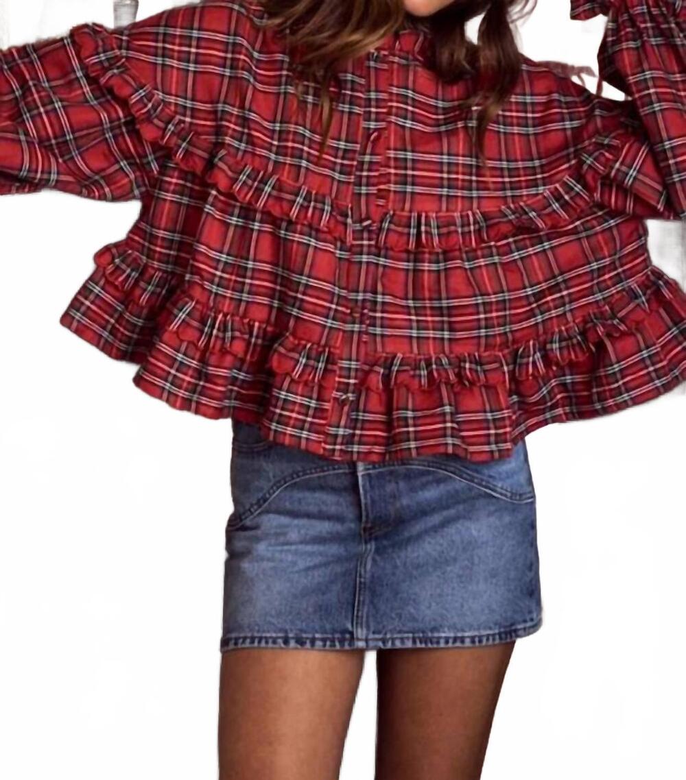 NEW CLOTHING BY IVE women's plaid christmas top in red